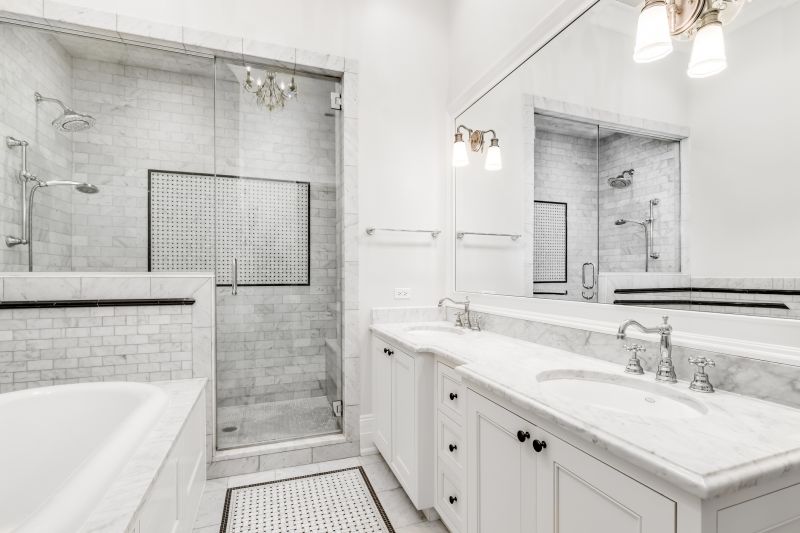 Walk-in Shower Featuring a Built-in Shelf